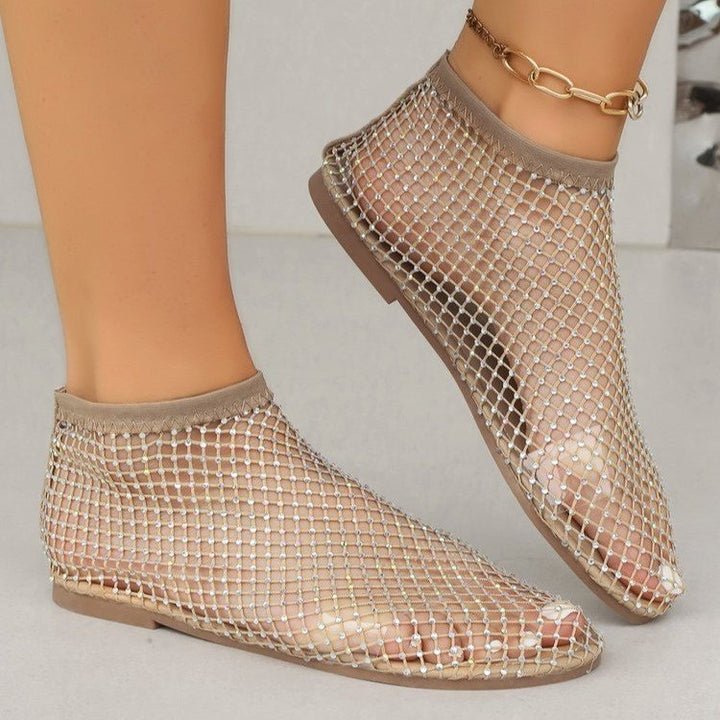 Glamorous ladies mesh shoes with rhinestone embellishments Lune London