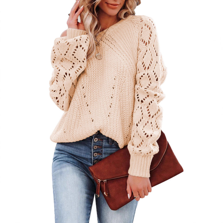 Pull en tricot pour femmes avec un élégant motif ajouré et des manches volumineuses Lune London