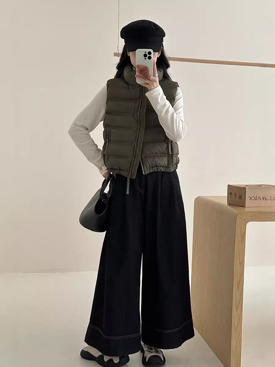 Ladies quilted gilet with adjustable drawstring waist and practical pockets Lune London