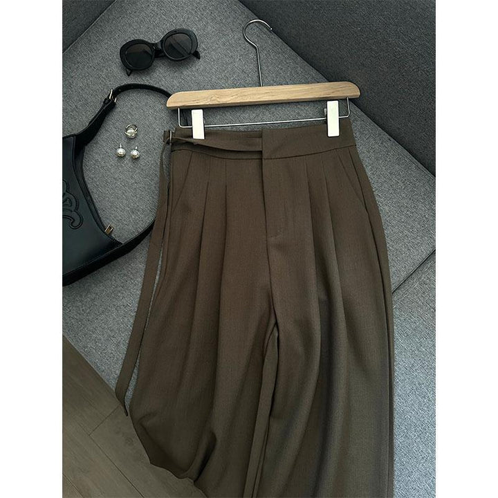 High-waisted wide-leg trousers for women with elegant pleat Lune London