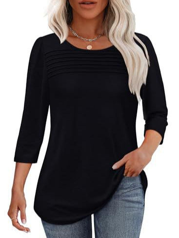 Women's Long Sleeve Shirt with Pleat Details Chic & Stil