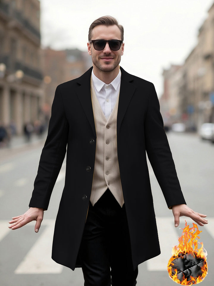 Elegant long coat for men with a modern cut and optimal wearing comfort Lune London