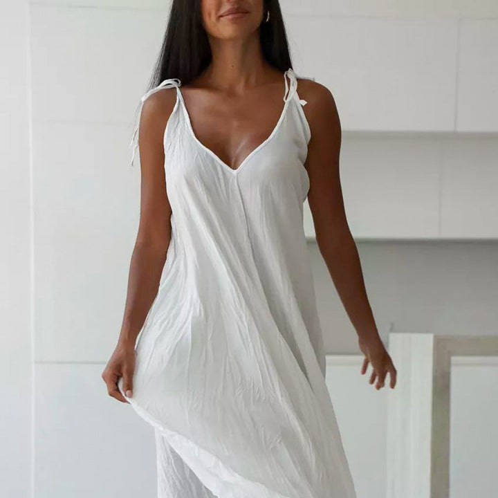 Lune London | Women's White Loose Idle Long Slip Nightgown Casual Comfortable Outerwear Homewear