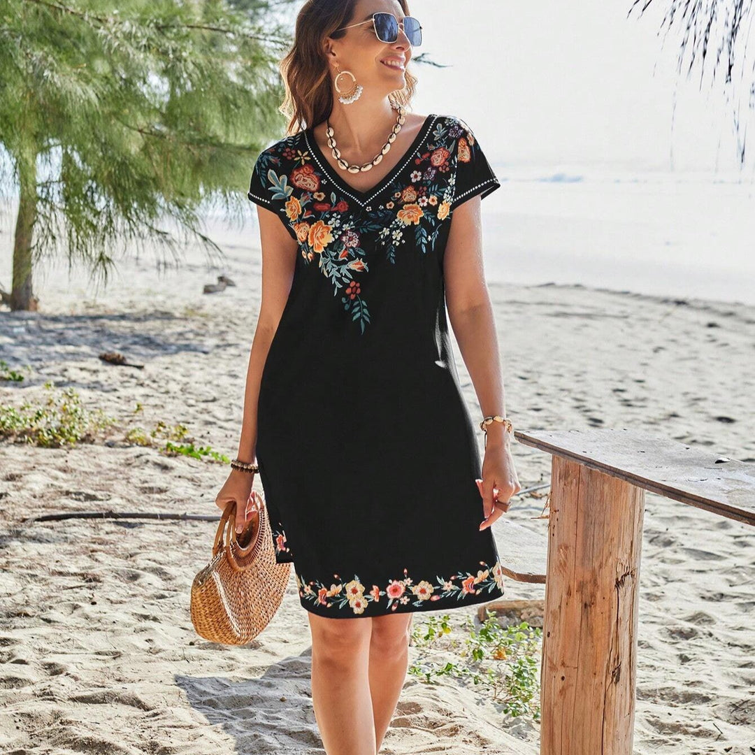 Lune London Floral Embroidered Beach Dress