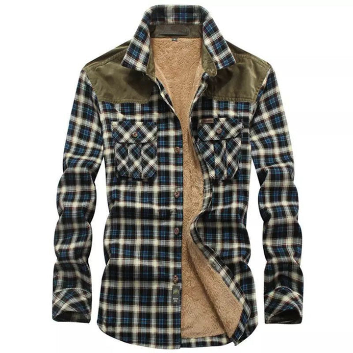 Men's flannel shirt with fleece lining and practical chest pockets Lune London