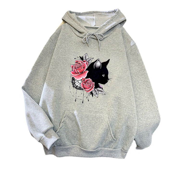 Women's hoodie with floral cat design Chic & Stil