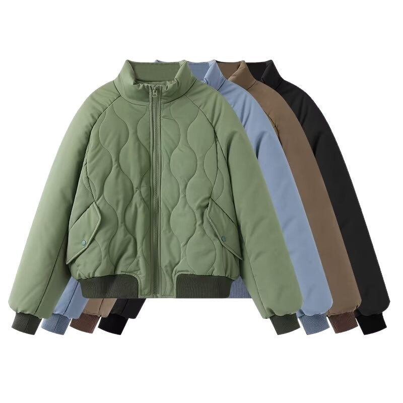 Quilted jacket for women with sporty design featuring high collar and elastic cuffs Lune London