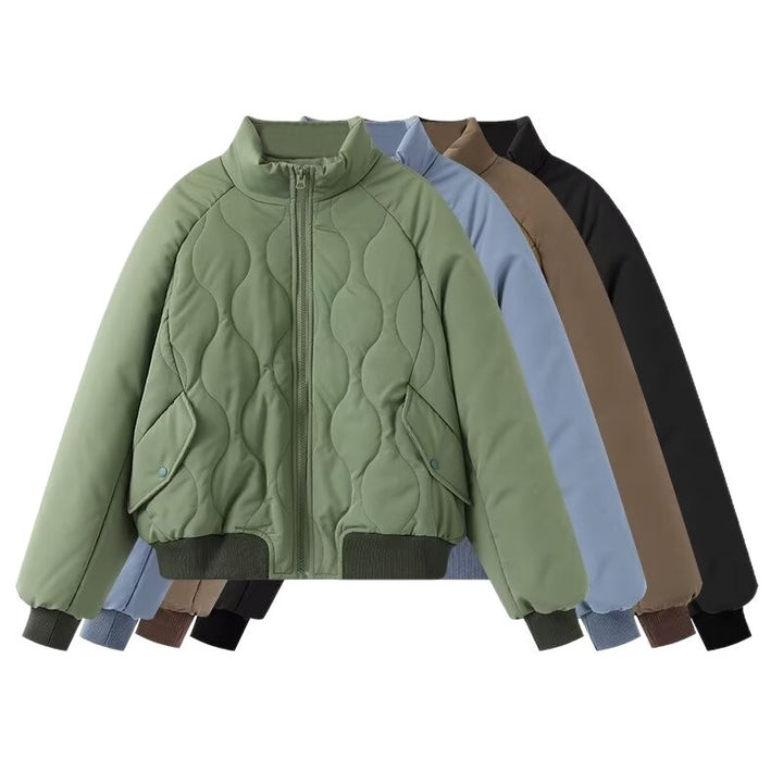 Quilted jacket for women with sporty design featuring high collar and elastic cuffs Lune London