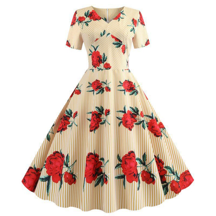 Robe swing femme avec imprimé floral et élégant décolleté en V Chic & Stil
