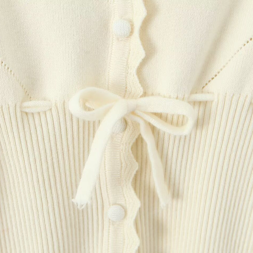 Original cut knitted jacket for women with ruffle details Lune London
