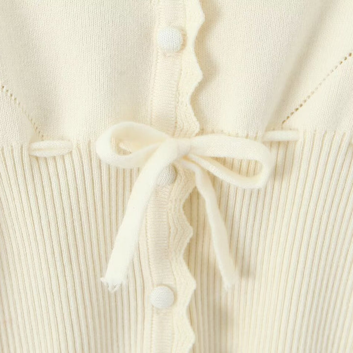 Original cut knitted jacket for women with ruffle details Lune London