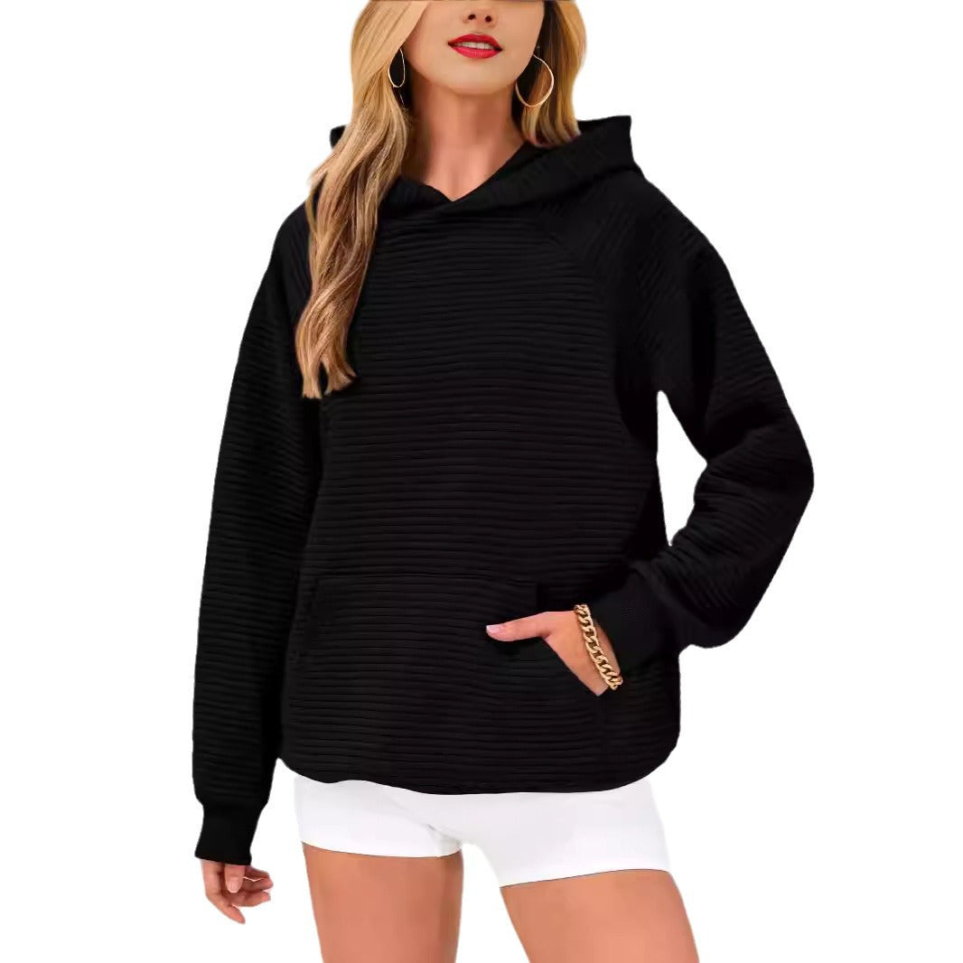 Cozy honeycomb sweater for women with hood and kangaroo pocket Lune London