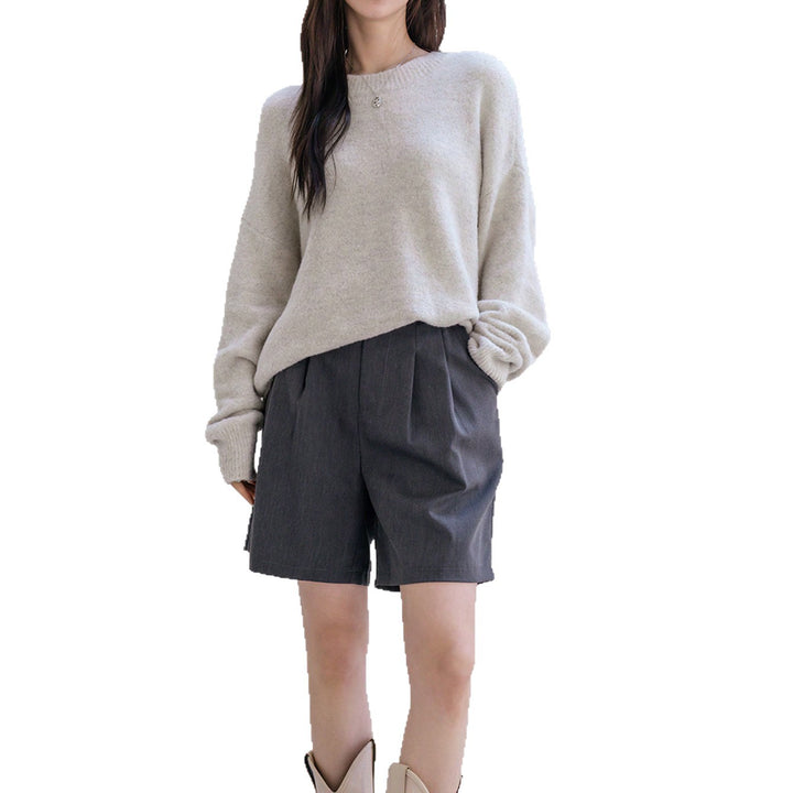 Ladies Casual Knitted Sweater with High Collar and Voluminous Sleeves Lune London