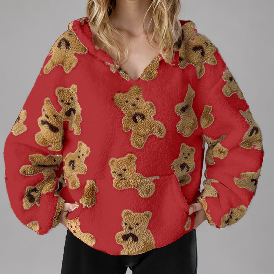 Ladies oversized soft sweatshirt with bear pattern Lune London