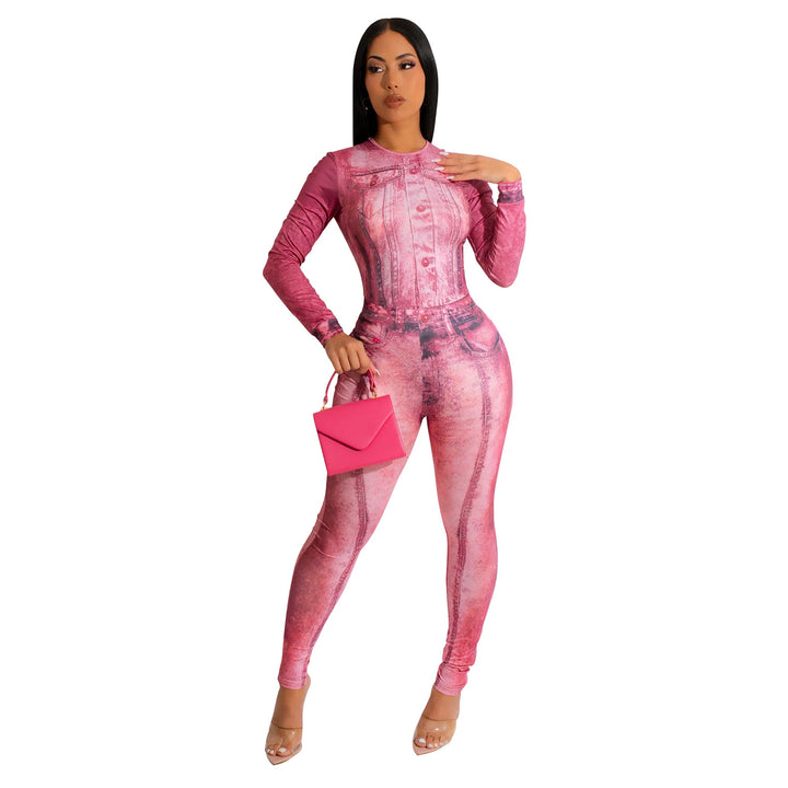 Ladies Denim Printed Long Sleeve Body Lune London