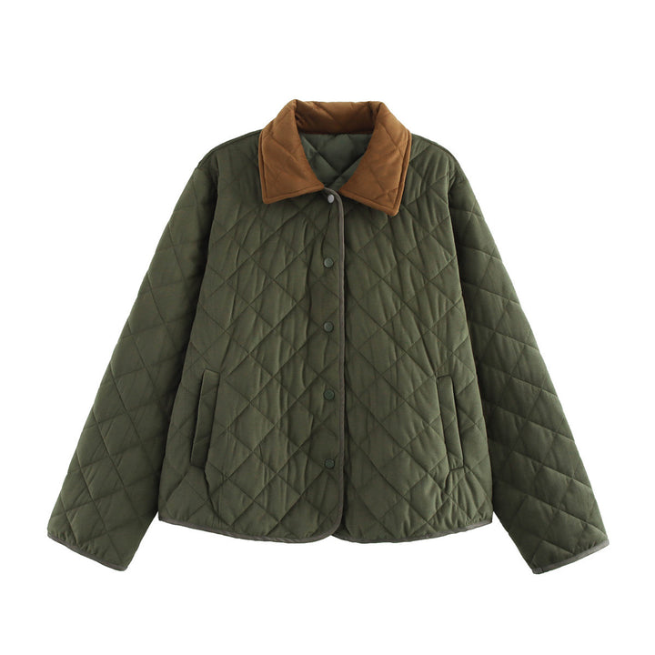 Quilted transition jacket for women with a classic stand-up collar and practical pockets Lune London