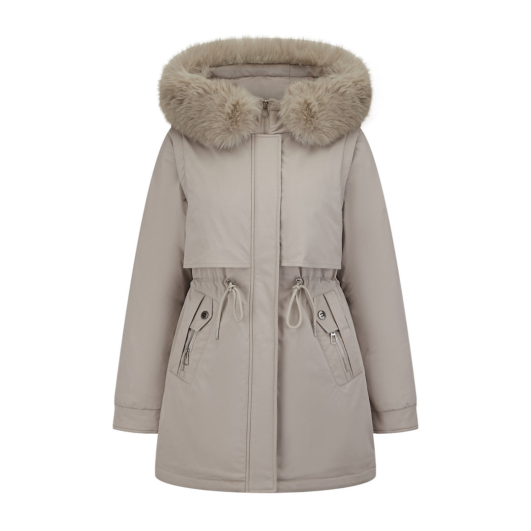 Ladies Exclusive Functional Jacket with Removable Hood and Decorative Faux Fur Lune London