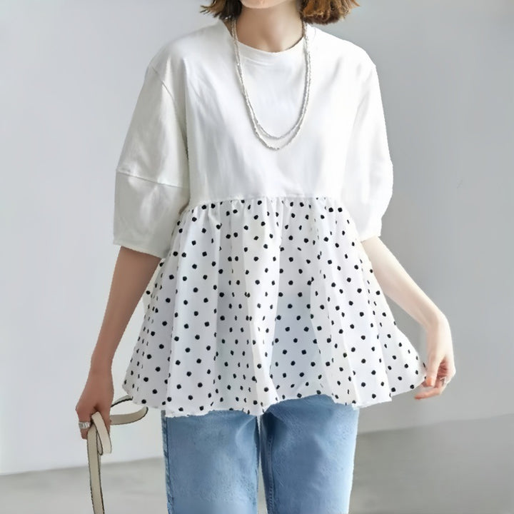 Polka dot peplum top Damen Lune London