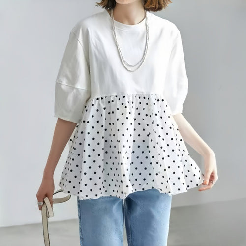 Polka dot peplum top Damen Lune London