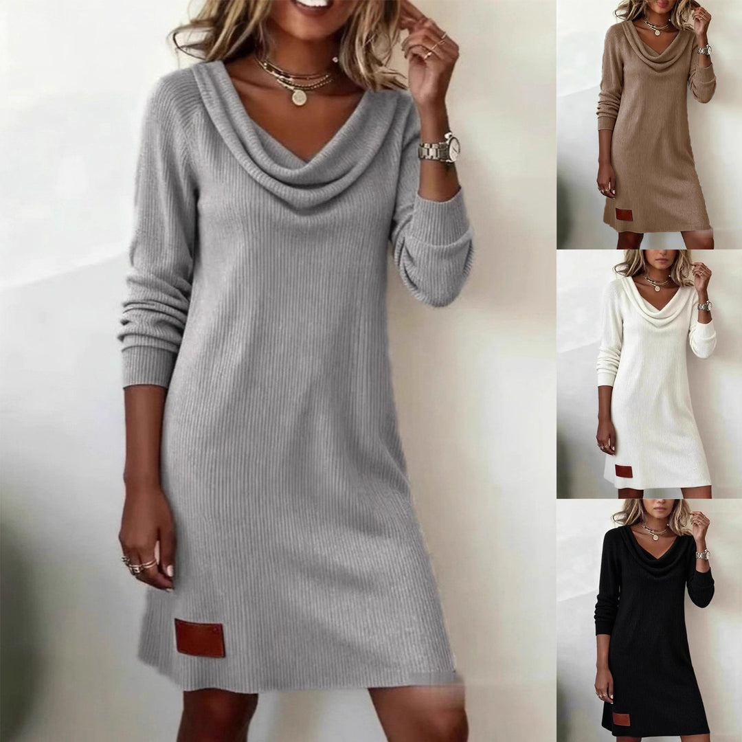 Robe tricot décontractée pour femmes avec décolleté en cascade Chic & Stil