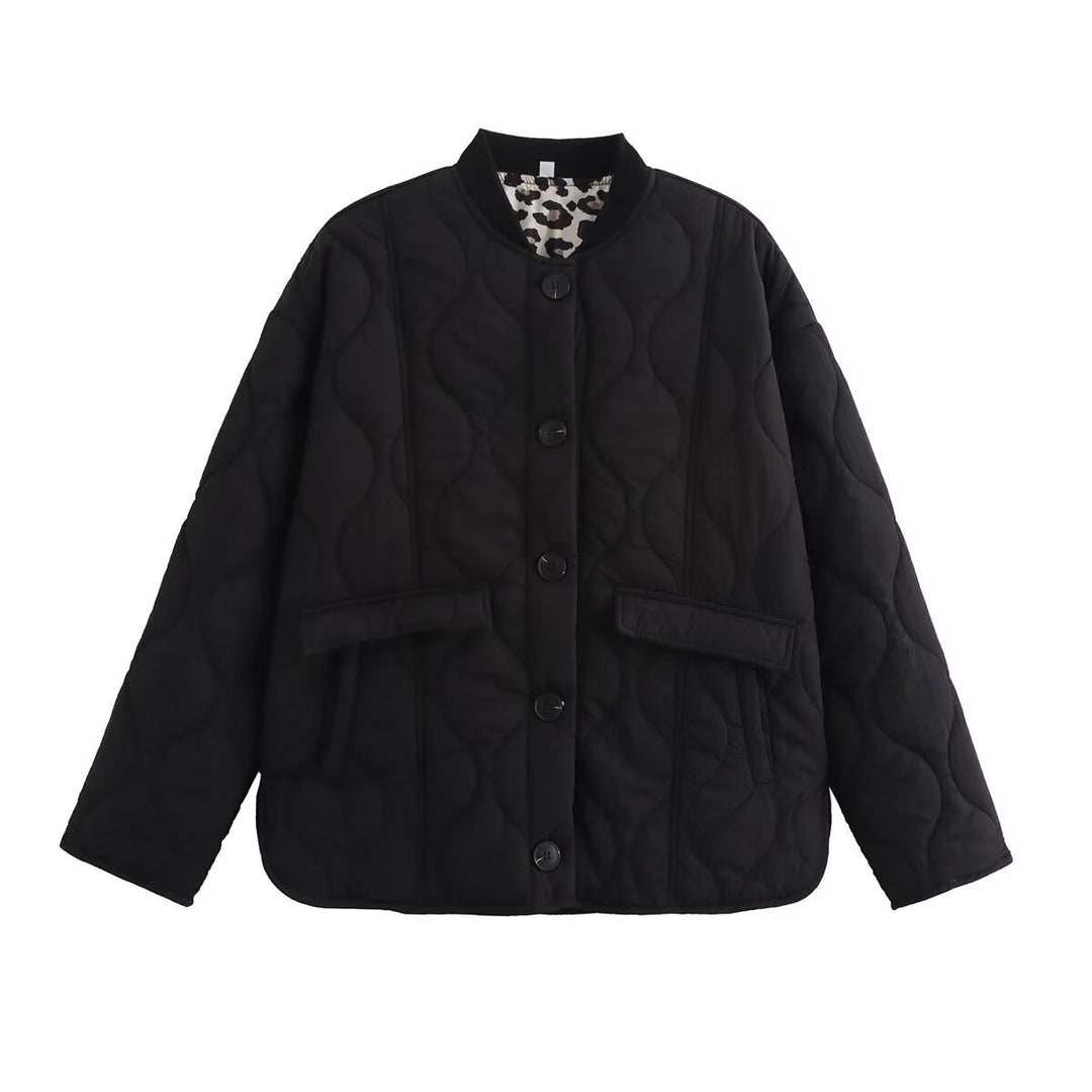 Lune London padded transitional jacket for women with practical pockets and stylish high collar