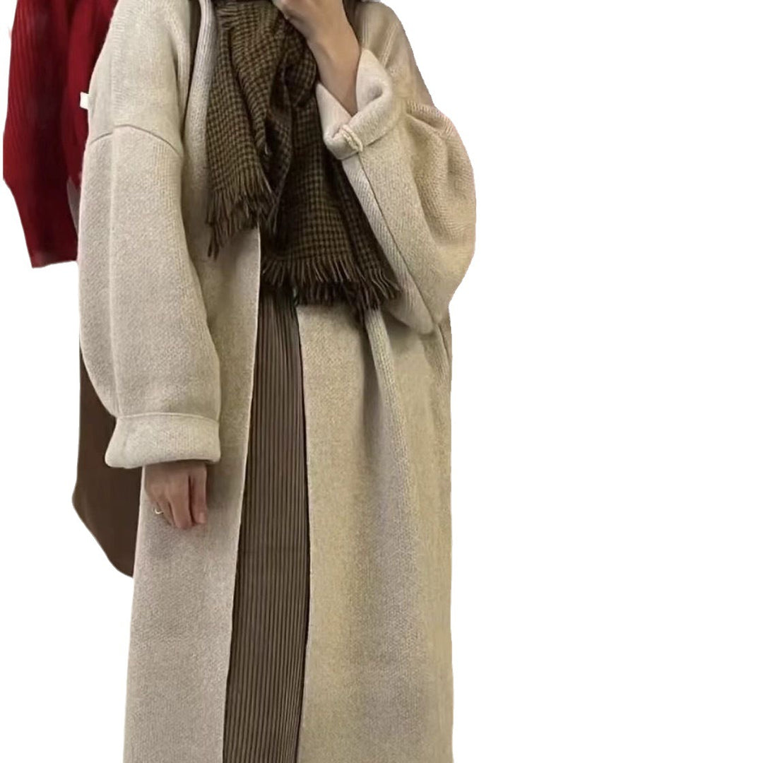 Manteau long en tricot pour femmes avec une coupe surdimensionnée et une doublure en polaire douce