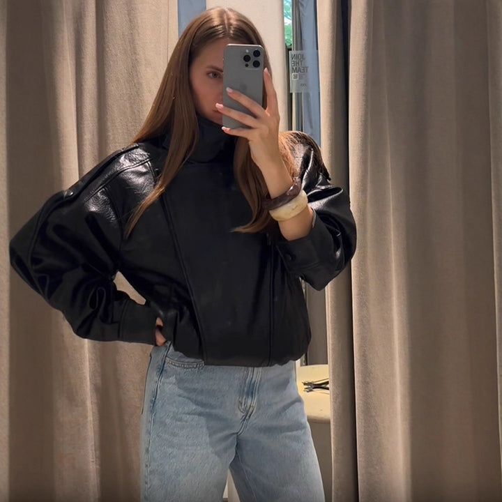 Casual faux leather jacket for women in oversized cut Lune London