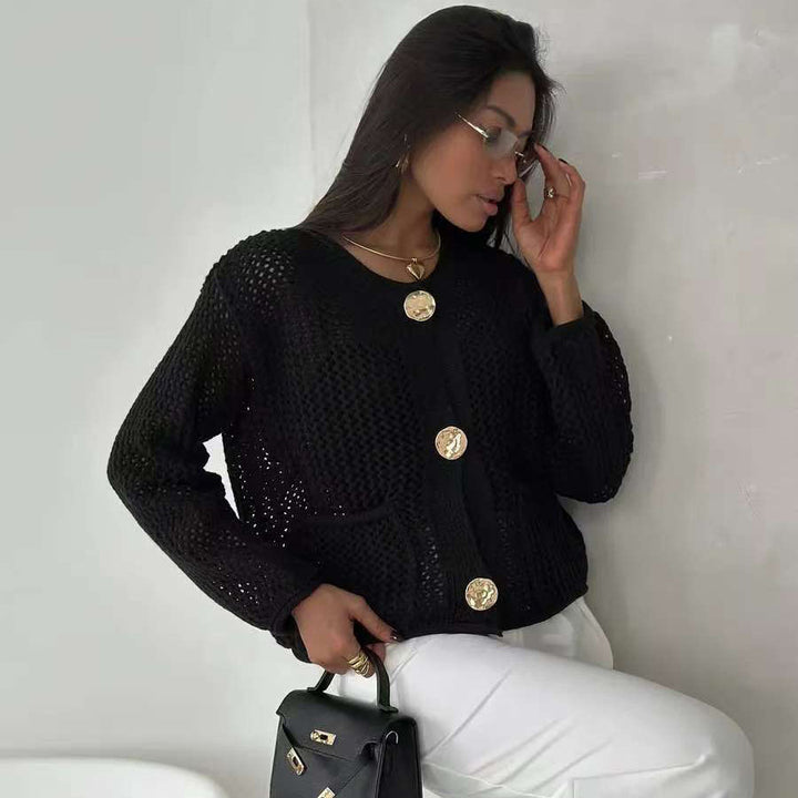 Gilet en maille pour femmes avec poches pratiques et boutons décoratifs Chic & Stil