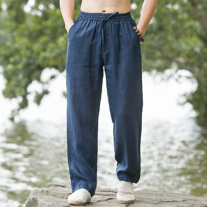 Casual linen pants for men with elastic waist and practical side pockets Lune London