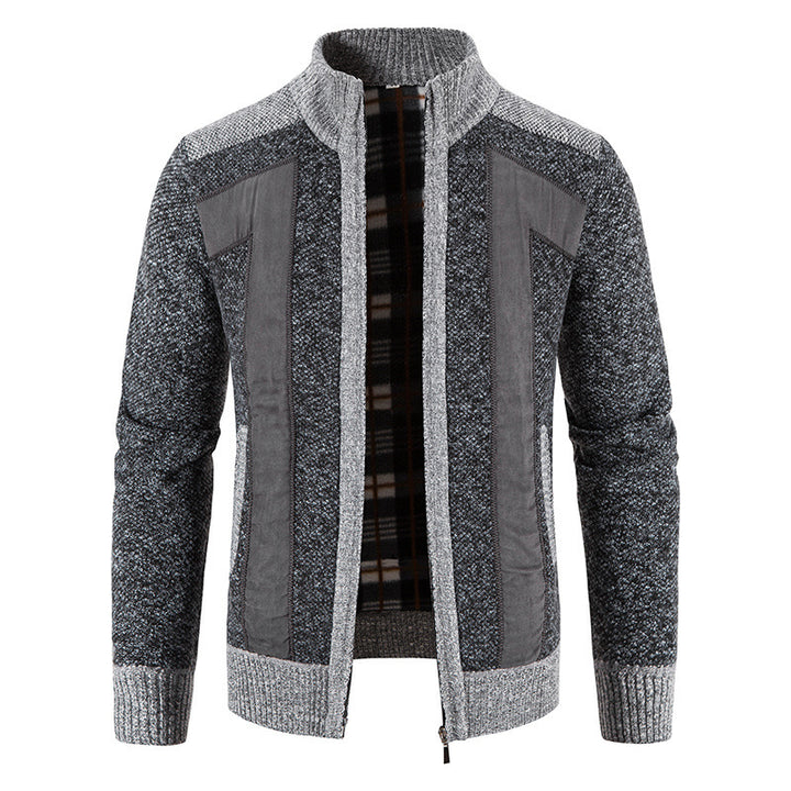 Fashionable men's knitted jacket with a unique cut and hidden zipper Lune London