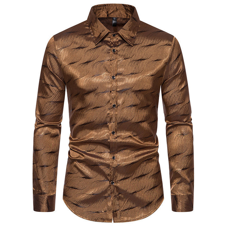 Elegant long sleeve shirt for men with glossy wave pattern Lune London