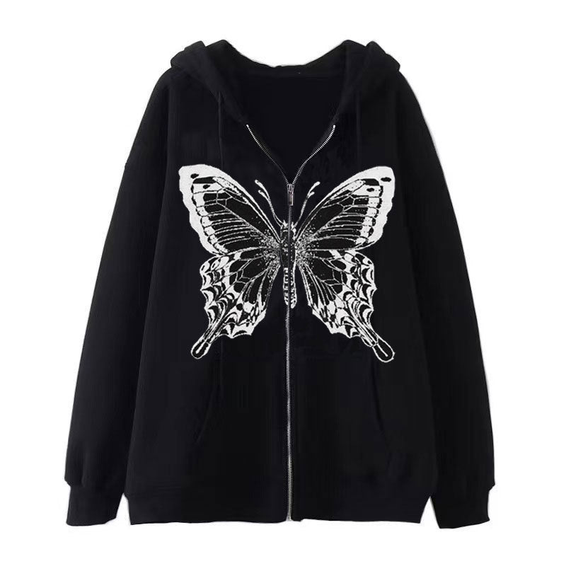 Women's zip hoodie with striking butterfly motif Lune London