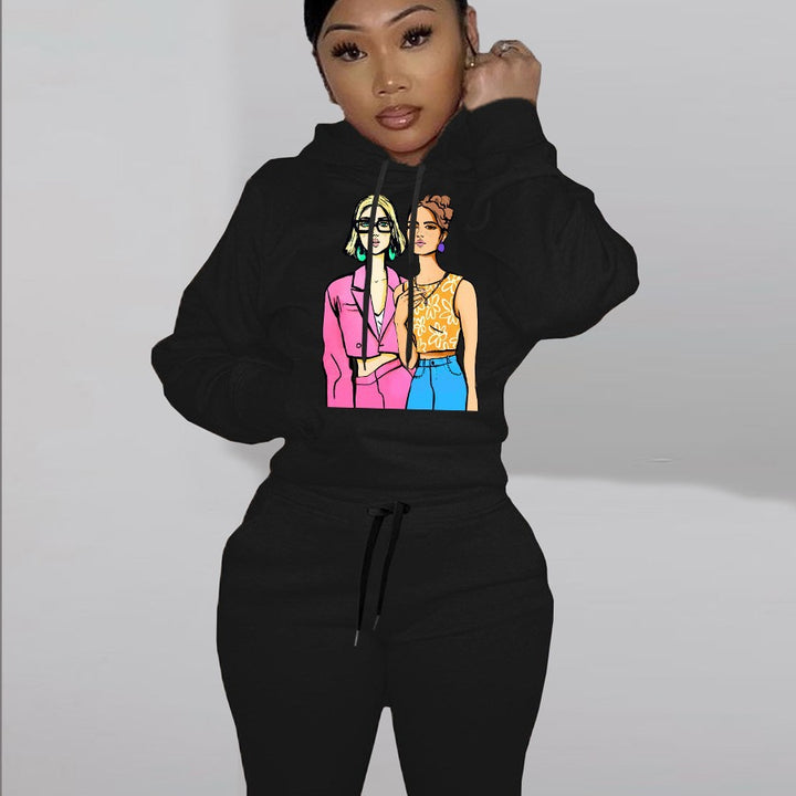 Women's hoodie set with artistic print and comfortable jogging pants Lune London