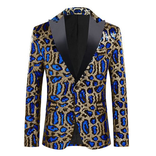 Elegant men's sequin blazer with modern leopard print Lune London