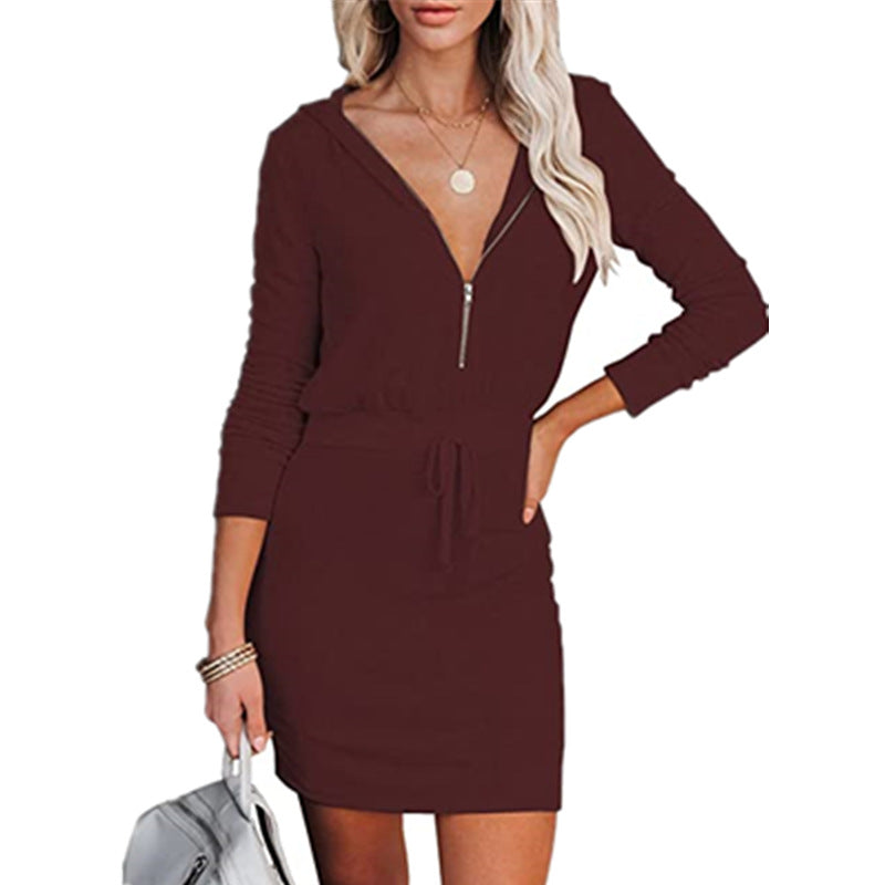 Casual mini dress for women with hood and zipper Lune London