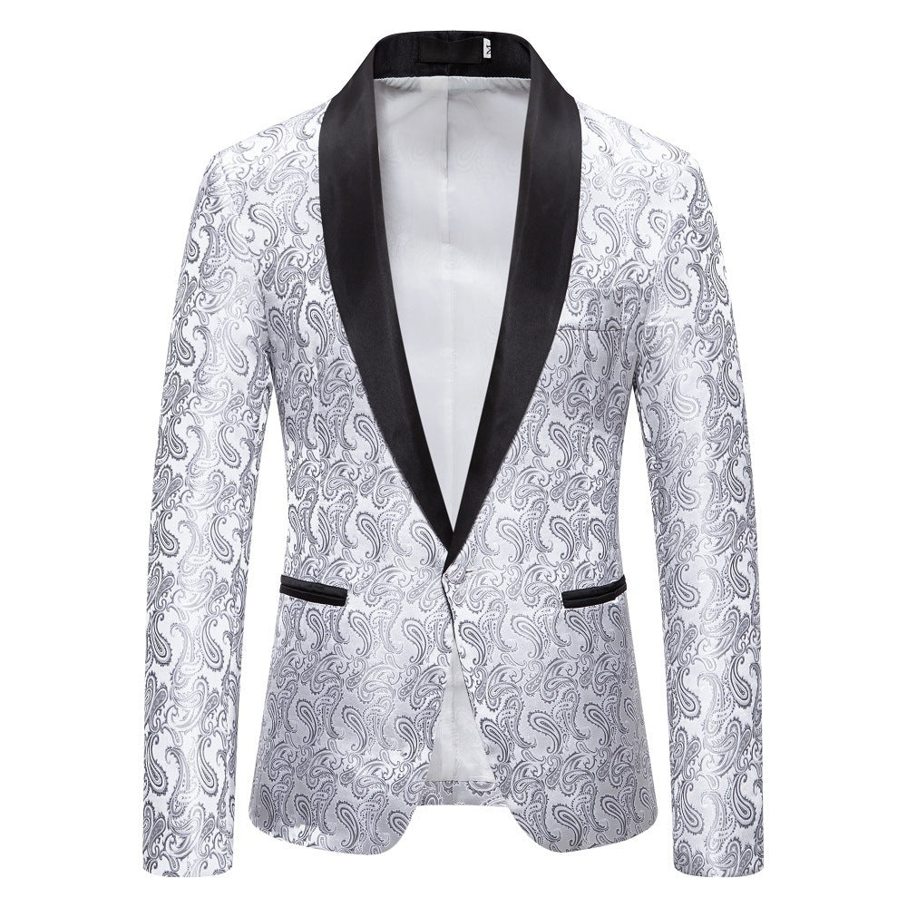 Veste de smoking élégante pour hommes avec motif jacquard floral Lune London