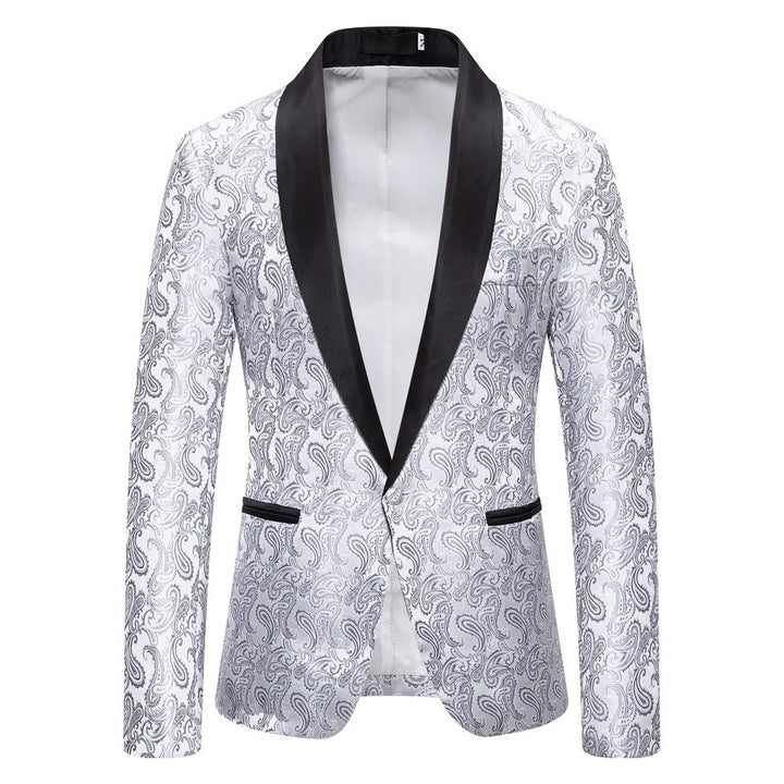 Veste de smoking élégante pour hommes avec motif jacquard floral Lune London