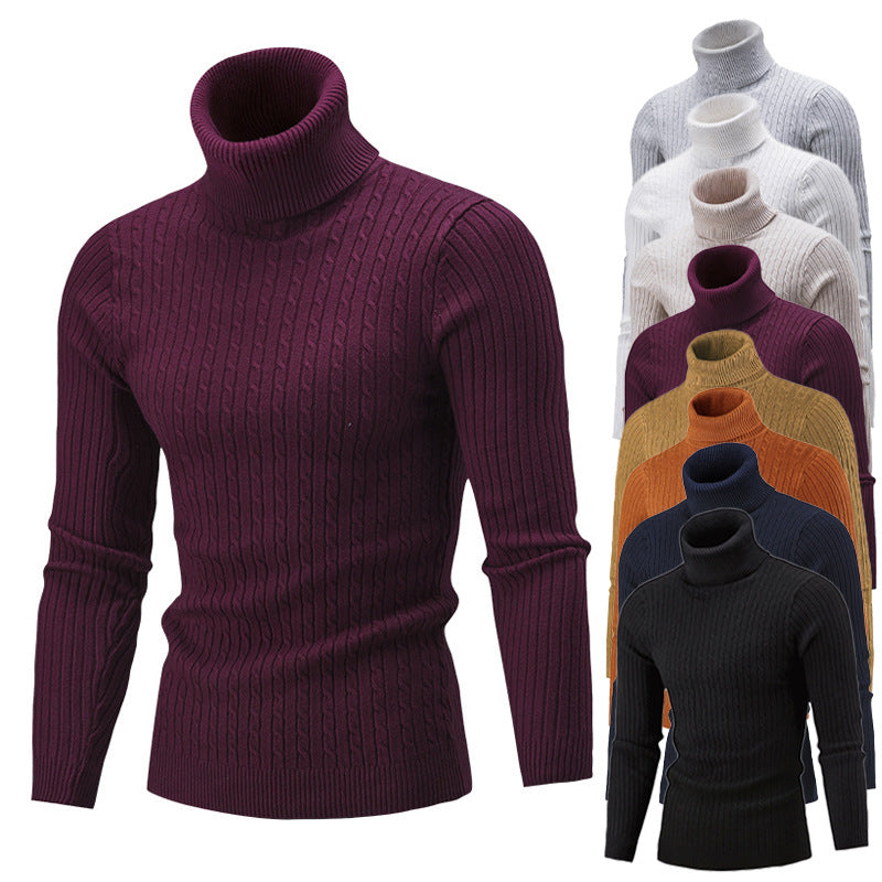 Men's Turtleneck Sweater In Classic Ribbed Pattern Lune London