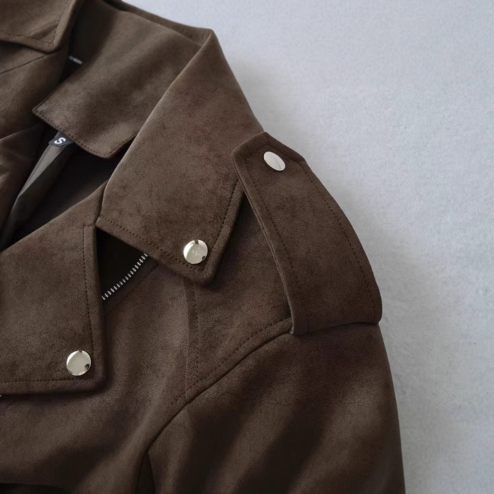 Veste de motard à la mode pour femmes en daim de haute qualité Chic & Stil