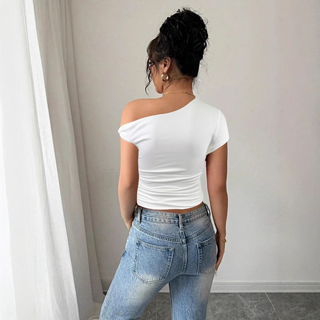 Women's Off-Shoulder Shirt with Ruching and Tailored Cut Lune London