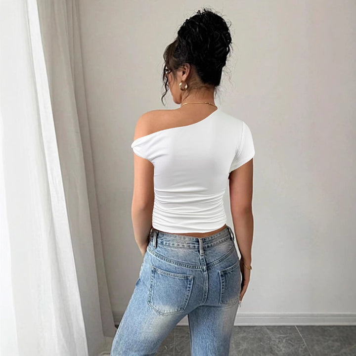 Women's Off-Shoulder Shirt with Ruching and Tailored Cut Lune London