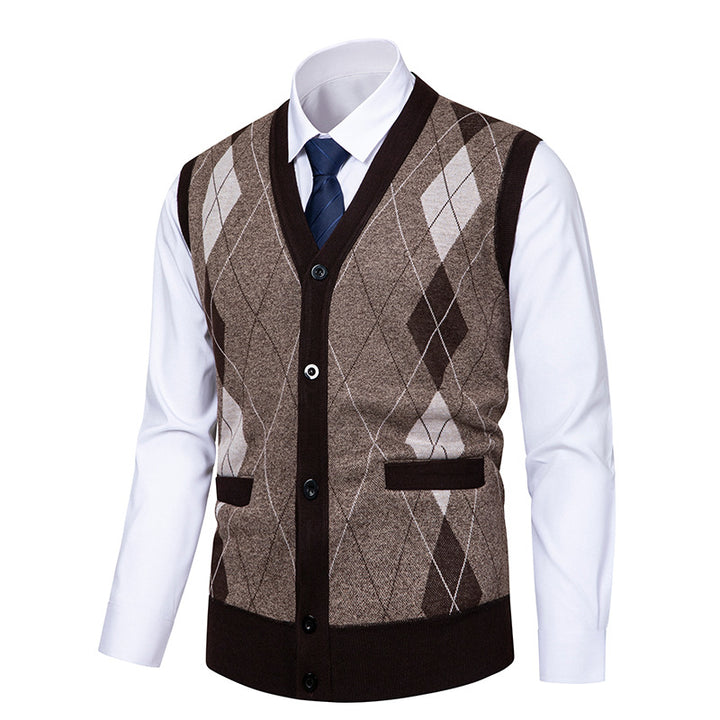 Elegant knitted jacket for men with a modern diamond pattern Lune London