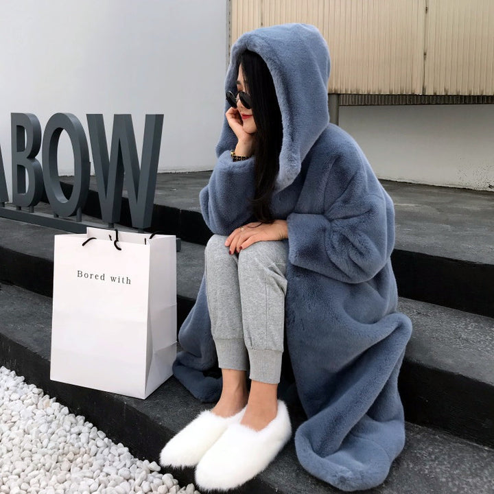 Doudou coat for women with soft plush hood Lune London