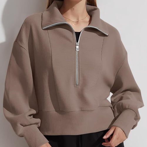 Pull-over zippé sportif pour femmes avec col montant Lune London