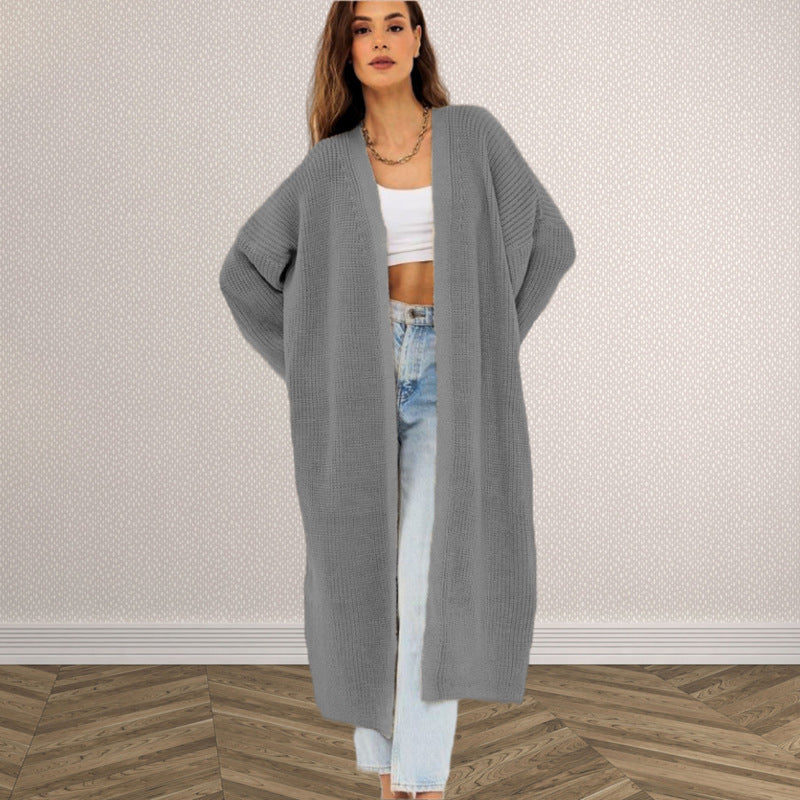 Ladies Long Sleeve Open Front Knit Cardigan Lune London