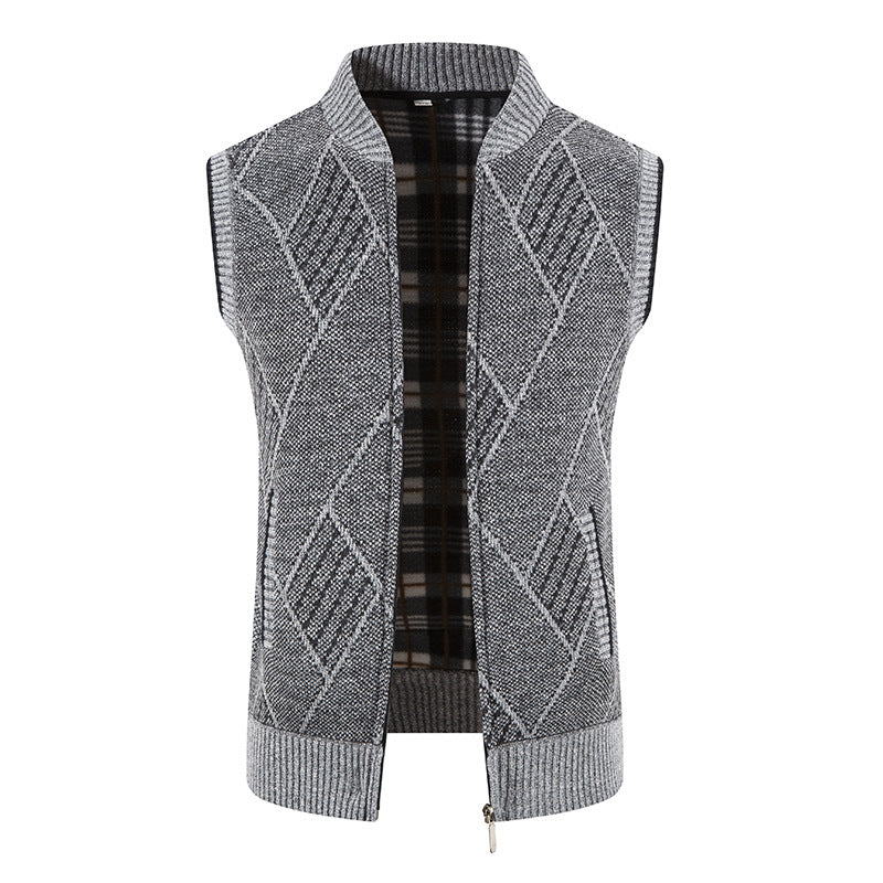 Men's Fashionable Knitted Vest with Structured Diamond Pattern Lune London