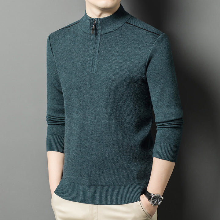 Elegant high collar sweater for men with half-zip closure Lune London