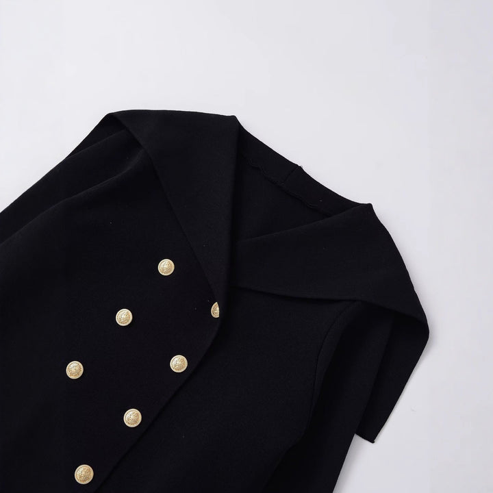 Cropped jacket for women with large lapels and gold buttons Lune London