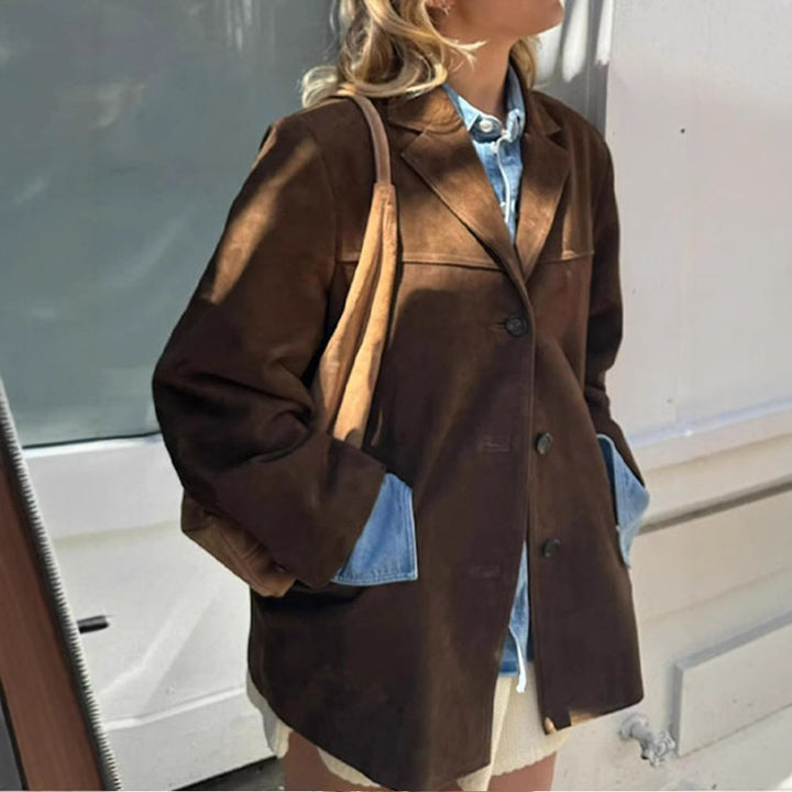 Women Suede Blazer Fashion with Pockets and Elegant Cut Lune London