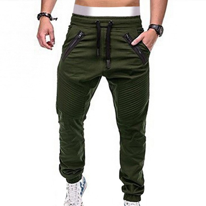Men's cargo pants with zipper pockets and ribbed knit details Lune London